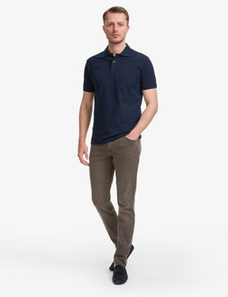 Lacivert Slim Fit %100 Pamuk D__meli Polo Yaka Basic Ti__rt
