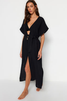 Bej Kusakl? Maxi Dokuma Y?rtmacl? Muslin Plaj Kimono&Kaftan TBESS23KM00019 - Trendyolmilla фото 10