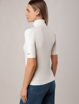 Водолазка из фактурного трикотажа в рубчик - Vilatte фото 4