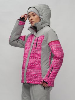 Горнолыжный костюм женский большого размера розового цвета 02272-1R