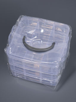 Органайзер для хранения мелочей, 18 ячеек, 15×16×12.5 см, с ручкой, прозрачный