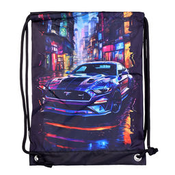 Сумка для сменной обуви и спортивных секций "Label. Tokyo Drift" 33x46 см, плотный износостойкий полиэстер с водоотталкивающей пропиткой, большой передний карман на молнии, аппликация из каучука, на веревочной завязке, с 2-мя ручками для повеса и переноск