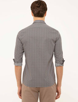 Темно-бордово-красная приталенная рубашка с длинным рукавом - Cacharel фото 9