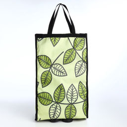 Сумка тележка хозяйственная «Листья», складная, 2 колеса, 32×13×52 см, зелёная