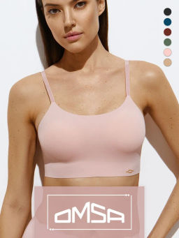 OmD 1112B Invisible Майка "Toп" женская с сеткой (кроп-топ на тонких бретелях с вкладышами), PA - rosa antico