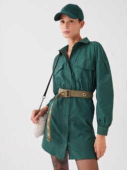 D?z Uzun Kollu Kad?n G?mlek Elbise