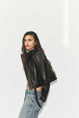 DISTRESSED 100% LEATHER JACKET - Zara фото 4
