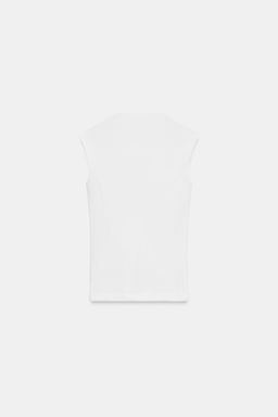 CAMISETA RIB ESCOTE PICO / Blanco - Zara фото 5