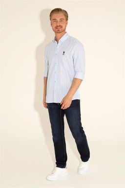 U. S. Polo Assn / Мужская синяя рубашка с длинным рукавом - U.s. polo assn фото 5