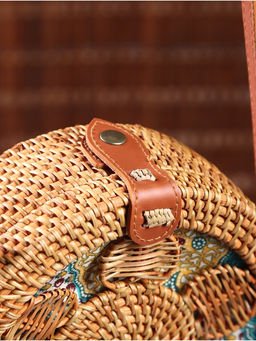 Сумка женская через плечо плетёная «Цветок», 20×6×70 см, ротанг