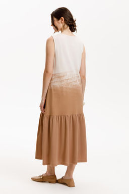 ЕВТ 5081/светлый беж,охра коричневая платье жен