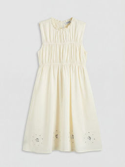 F?rf?rl? Yaka Ta?l? K?z ?ocuk Gabardin Elbise