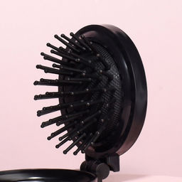 Цена за 2 шт. Расчёска массажная BLACK, складная, с зеркалом, d=6.5 см, МИКС