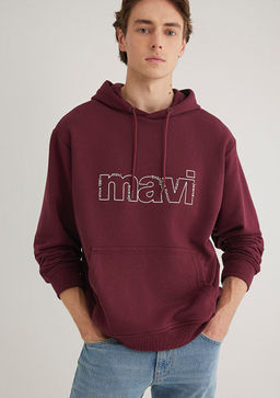 Mavi Logo Bask?l? Bordo Sweatshirt