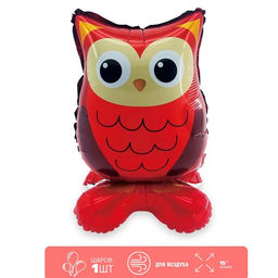 Цена за 2 шт. Воздушный шар фольгированный 15" «Сова», на подставке, под воздух