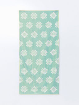 LC Waikiki Ye_il _i_ek Bask_l_ Kad_n Plaj Havlusu 70x150 cm