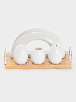 Набор для специй BellaTenero Бергамо, 4 предмета, на подставке, керамика, белый  фото 3