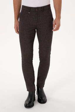 Erkek Koyu Kahverengi Slim Fit Kanvas / Chino Pantolon