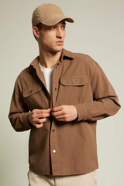 Relax Fit Polo Yaka C?tc?t Kapamal? Cepli Kanvas Gomlek Ceket - Defacto фото 4