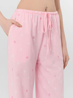 Брюки домашние женские розовые с узором