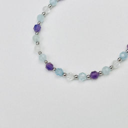 Браслет для "Рака" из Аквамарина,Аметиста и Горного Хрусталя 18 см +