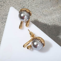 Серьги с жемчугом Таяние, цвет серый в золоте - Queen fair фото 2