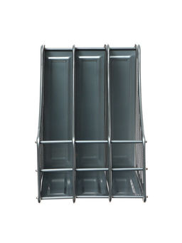 Лоток для бумаг вертикальный, металлическая сетка, 3 отделения, серый