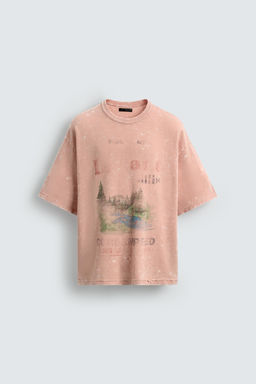 WASHED PRINT KNIT T-SHIRT