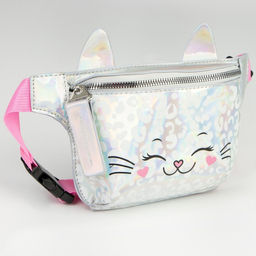 Сумка детская поясная Кошечка на молнии, цвет серебристый - NAZAMOK KIDS фото 3