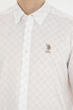 Мужская рубашка светло-хаки с длинным рукавом - U.s. polo assn фото 7