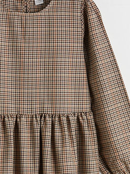 Bisiklet Yaka Ekose K?z ?ocuk Elbise