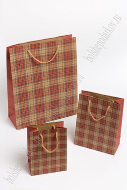 Пакет крафтовый с рисунком "Клетка" 15*20*7 см (12 шт) SF-7170, №4