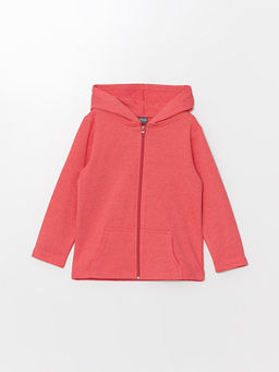 Kap??onlu K?z ?ocuk Fermuarl? Sweatshirt