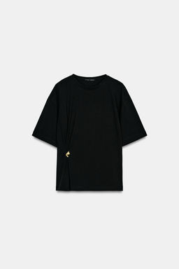 CAMISETA HEAVY COTTON APLIQUE / Negro - Zara фото 6