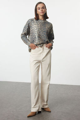 Siyah Leopar Desen Bask?l? Yumusak Dokulu Triko Kazak TWOAW25KZ00337 - Trendyolmilla фото 4