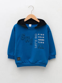 Uzun Kollu Bask?l? Erkek Bebek Hoodie