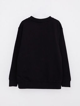 Bisiklet Yaka Bask?l? Uzun Kollu Erkek ?ocuk Sweatshirt