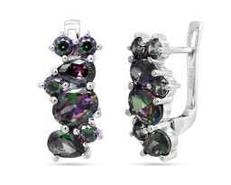 Серьги из серебра мистик кварц, Милан