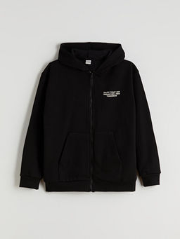 Kap??onlu Erkek ?ocuk Fermuarl? Sweatshirt