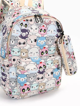 Набор: рюкзак школьный и пенал, с карманами, с принтом, размер 29?12?41 см, розовый/разноцветный