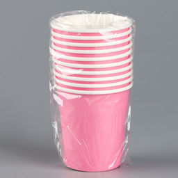 Цена за 8 шт. Стакан одноразовый бумажный, однотонный, цвет розовый, 205 мл