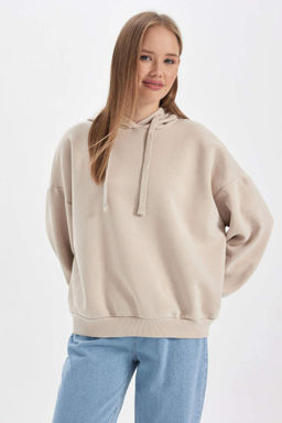 толстая толстая толстовка с капюшоном свободного кроя - Defacto фото 3