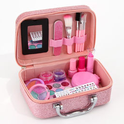 Набор детской косметики в чемодане «Самой красивой», тени, резинки для волос, блески для губ, глиттер, лаки для ногтей, наклейки, пилочка, расчёска, кисти, косметичка