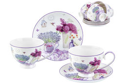Чайн. наб. 12 пр. 300 мл Лаванда на ножке, NEW BONE CHINA