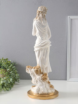 Фигура "Девушка с виноградом" белый с золотом, 50х20х20 см