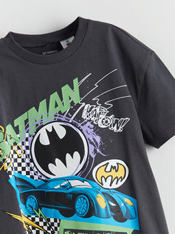 Bisiklet Yaka Batman Bask?l? Erkek ?ocuk Ti??rt