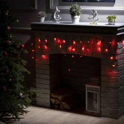 Гирлянда Бахрома 1.8?0.5 м, IP20, тёмная нить, 48 LED, свечение красное, 8 режимов, 220 В