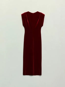 Бархатное платье с драпировкой и пуговицами / Zarina