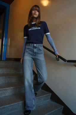 TRF HIGH-WAIST WIDE-LEG FULL-LENGTH JEANS - Zara фото 25