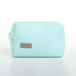Косметичка женская на молнии TEXTURA, объёмная, средняя, мягкая, вафельная текстура, бирюзовая фото 5